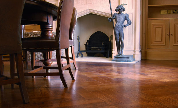 Cognac Oak double herringbone parquet flooring